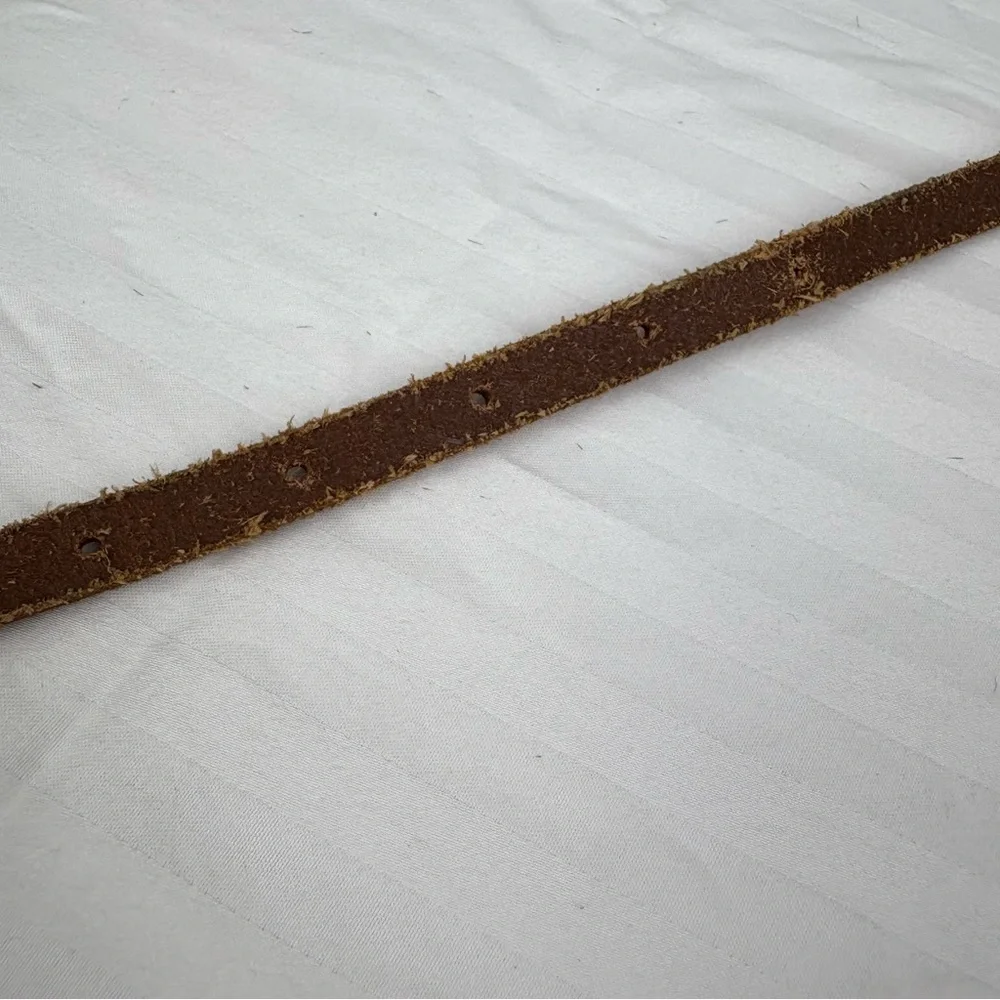 Light Brown Tan Leather Belt Goldtone‎ Silvertone Studded Skinny Belt Bohemian